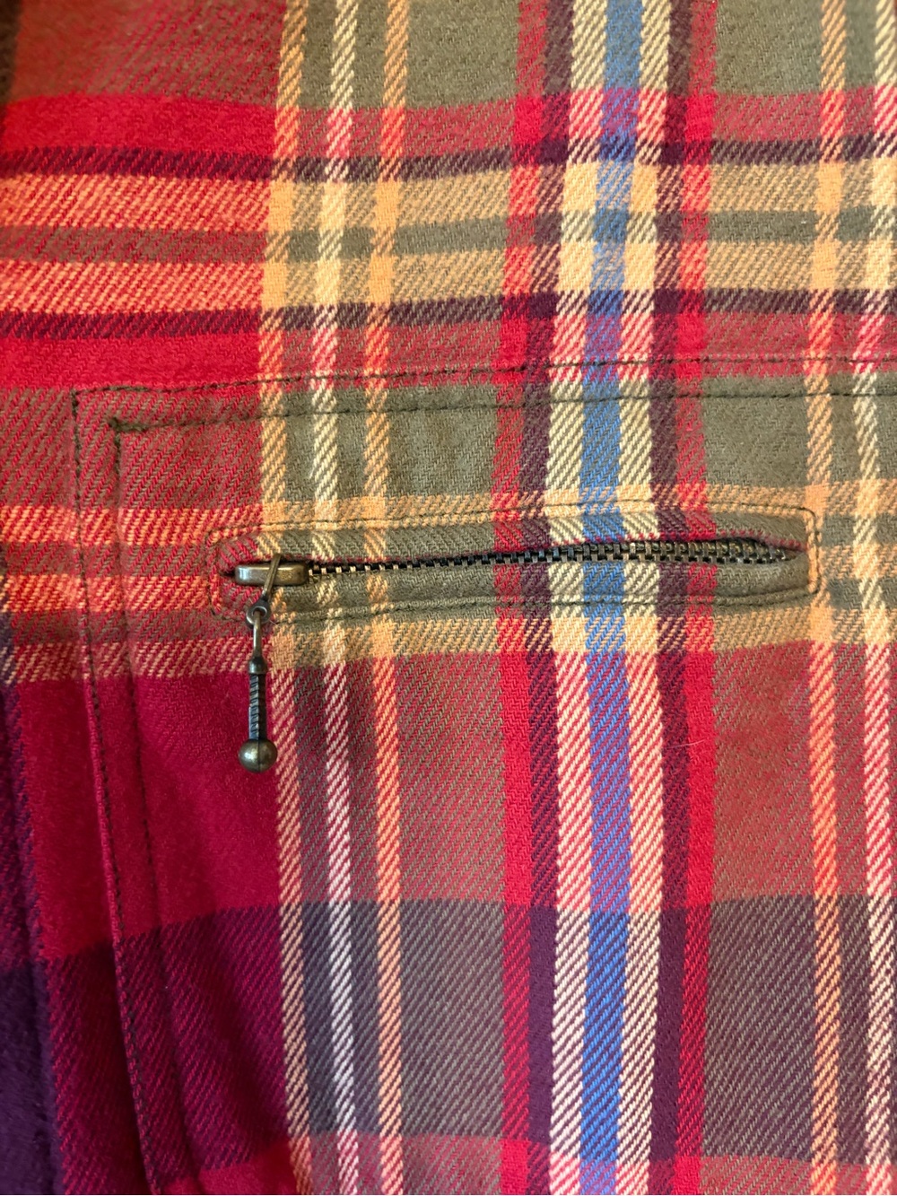 LizWear women’s Red Plaid Flannel Shirt with Contrast Shoulder - Picture 2 of 7